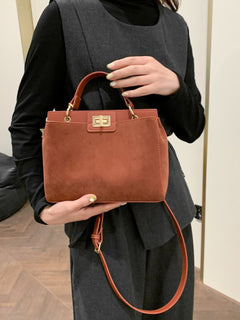 Solid Color Handbag with Removable Strap