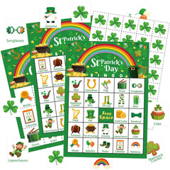 Leezead St Patricks Day Bingo Games Cards for Adult Boy Girl 24 Players St Patricks Day Party Bingo Games Irish Shamrock Bingo Cards for Saint Patricks Day Family School Classroom Activities